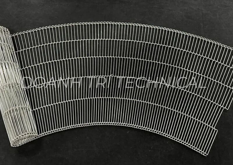 BĂNG TẢI LƯỚI INOX CONG SỢI THANG