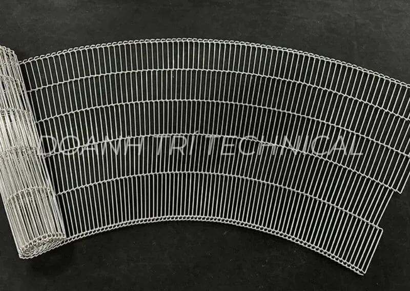BĂNG TẢI LƯỚI INOX CONG SỢI THANG