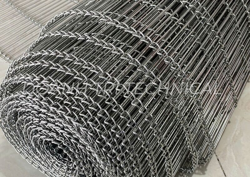 BĂNG TẢI LƯỚI INOX CONG SỢI THANG