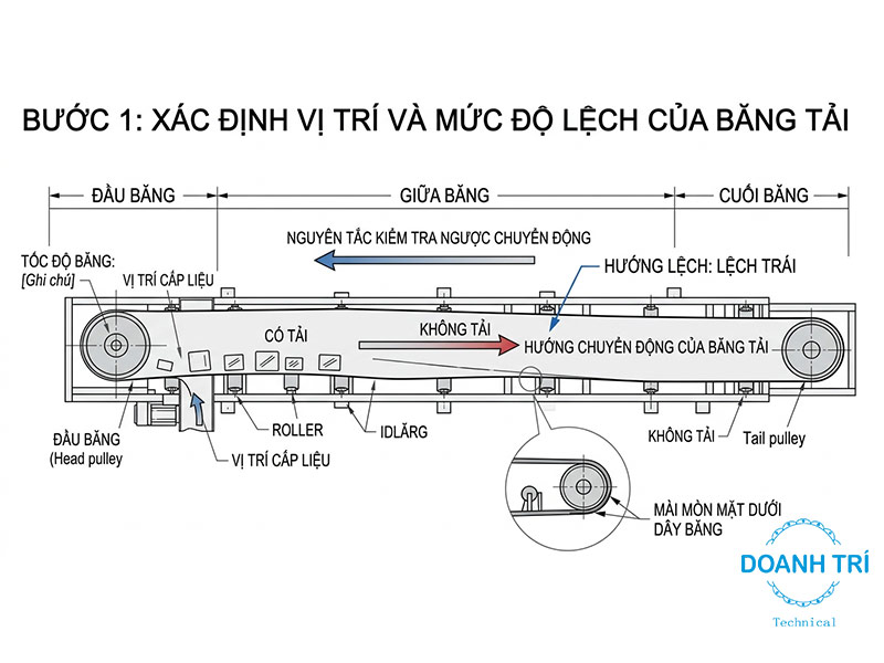 Xác định vị trí và mức độ lệch của băng tải